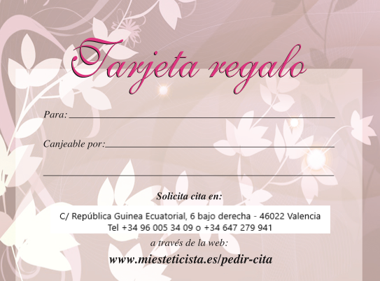 Tarjeta Regalo Belleza | Gabinete de Estetica en Valencia Tarjeta Regalo Belleza | Gabinete de Estetica en Valencia